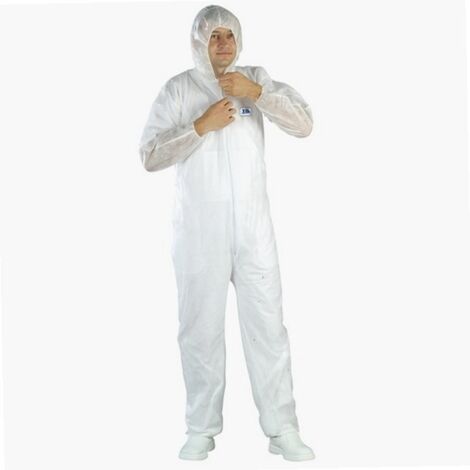 Coverguard – Combinaison de protection blanche SPP 40 g/m² – Taille XXXL – Protection limitée contre éclaboussures – Cagoule et élastiques de serrage