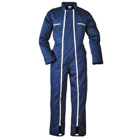 Coverguard – Combinaison de protection bleu S 40/42 – 65% polyester, 35% coton – 2 zips pour ouverture rapide – Ceinture élastique au dos