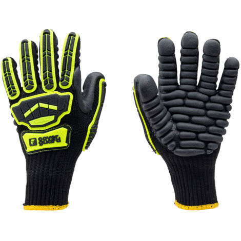 Handschuhe aus Glasfaser und Spandex, mit Latexbeschichtung und  Vibrationsschutz. Gre 10/L. CE-Normen EN420 und EN388 - 3543.
