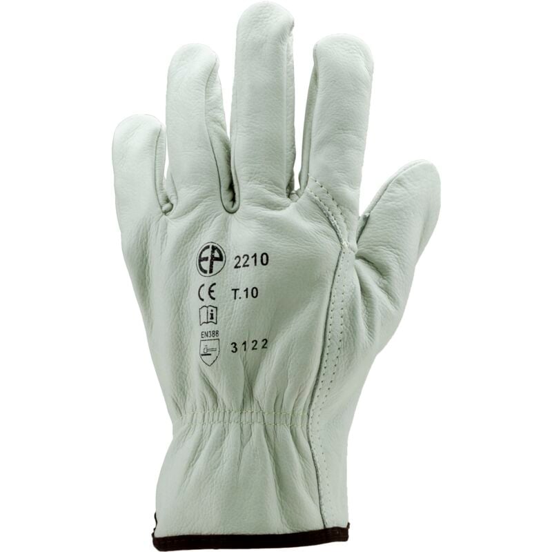 Coverguard - Lot de 12 - Gants Manutention maîtrise tout fleur vachette sup beige Taille 10