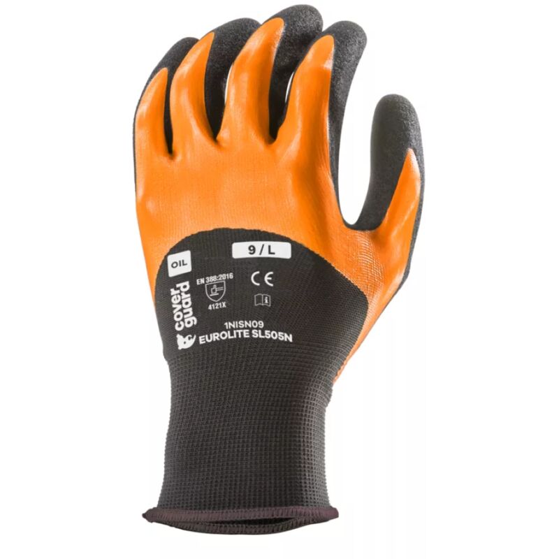 Coverguard - Lot de 10 - Gants Manutention simply pro SL505N end nitrile paume+3/4 dos Taille 9