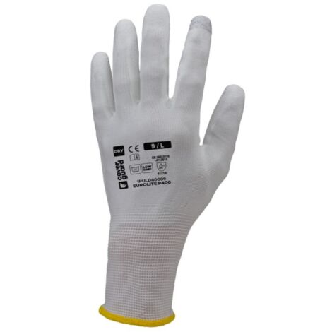Coverguard - Gants de manutention en milieu sec paume enduite PU tactile EUROLITE P400 (Pack de 10) 10 - Blanc
