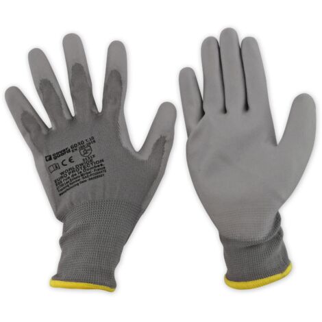 Coverguard – Gants de manutention taille 10 – Lot de 5 paires – Tricot 100% polyamide gris – Paume enduite polyuréthane – Résistance à l'abrasion