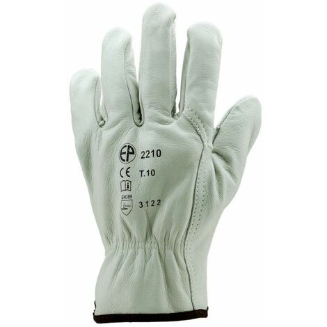 Coverguard - Gants manutention beige souple en cuir tout fleur de vachette EUROSTRONG 2210 (Pack de 12) Taille:10 - Beige