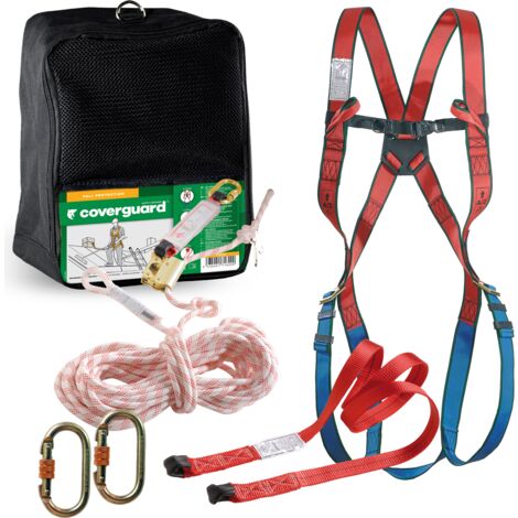 Coverguard – Kit antichute toiture 10m – Harnais ajustable – Acier inoxydable – Capacité 150 kg – Norme EPI pour sécurité optimale