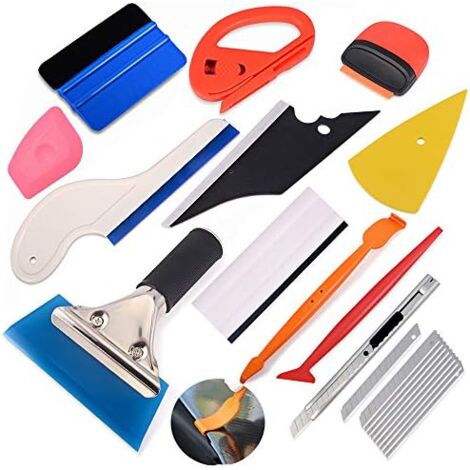 Covering Kit Window tint vinyl wrap installation tool, includes plastic scraper, water squeegee, micro vinyl stick, cutter, utility knife and blades