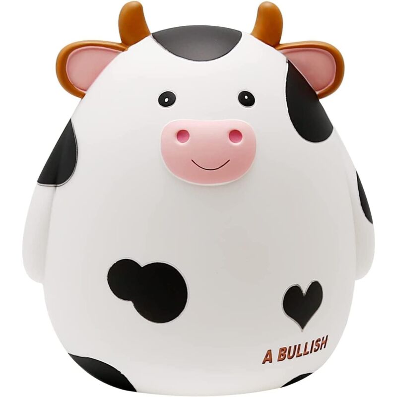 Cow Piggy Bank, Unbreakable Coin Box for Kids, Cute Animal Money Bank Birthday for Boys Girls,Coin Saving Boxes (White)