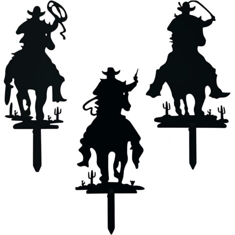 Cowboy de l'Ouest ensemble de trois pièces, décoration de jardin en métal artisanal, jardin jardin jardin pelouse insertion