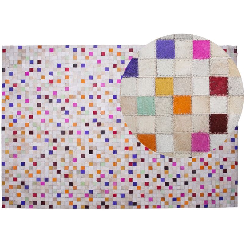 Patchwork Cowhide Area Rug Leather Multicolour Rectangular 140 x 200 cm Advan