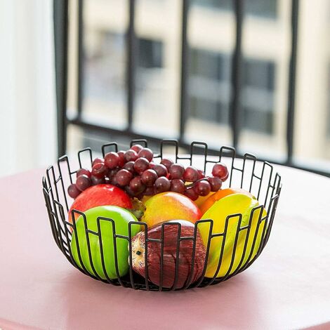 Relaxdays Frutero, Diseño Moderno, Cesta para Frutas Cocina, Verduras o  Pan, Cuenco Redondo Metal, 9 x