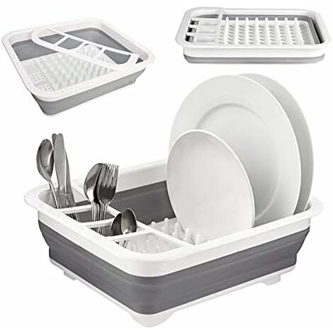 CAKERS Escurridor de platos | Organizador de escurridor de almacenamiento  de platos, soporte de vajilla de plástico para restaurante, cocina, hogar