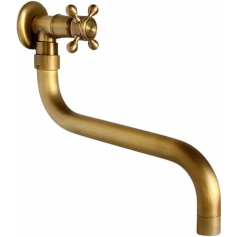 COZEVDNT GDRHVFD Antique Faucet，180° Swivel Wall Mounted Brass Basin Mixer Tap,Long Cold Simp Hose for Outdoor Garden Bathroom Pool Kitchen，SL-0602