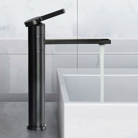 COZEVDNT GDRHVFD Grifo de lavabo alto Giratorio de 360 ° Grifo mezclador de lavabo de una sola palanca Grifo de baño ajustable en frío y caliente Negro M3OK-T