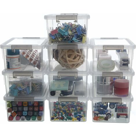 10*Mini Transparent Kunststoff Aufbewahrungsbox StorageBox Mit Deckel-Stapelbox