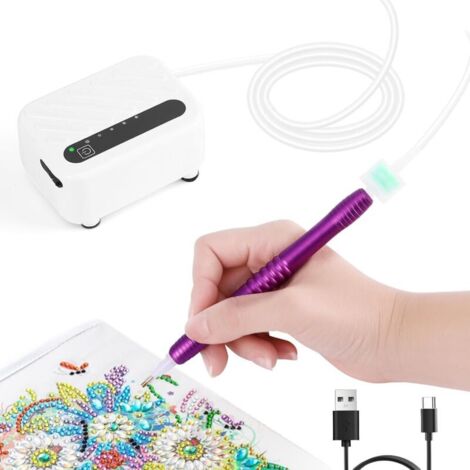 COZHEYSS Électrique Stylo Diamond Paint, Vide Stylo Diamond Paint, Diamond Paint Accessoires Stylo avec Plateau de Rangement, Durable et Stable