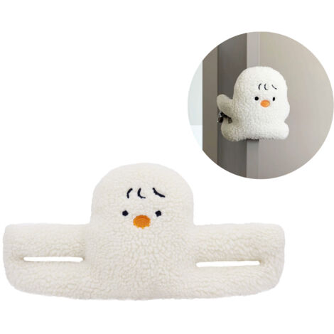 [Cozy Door Stop] Sicherer Schutzbezug für Türgriffe aus Sherpa-Polyester, 40 x 20 cm, in Weiß oder Khaki [1 Stück]