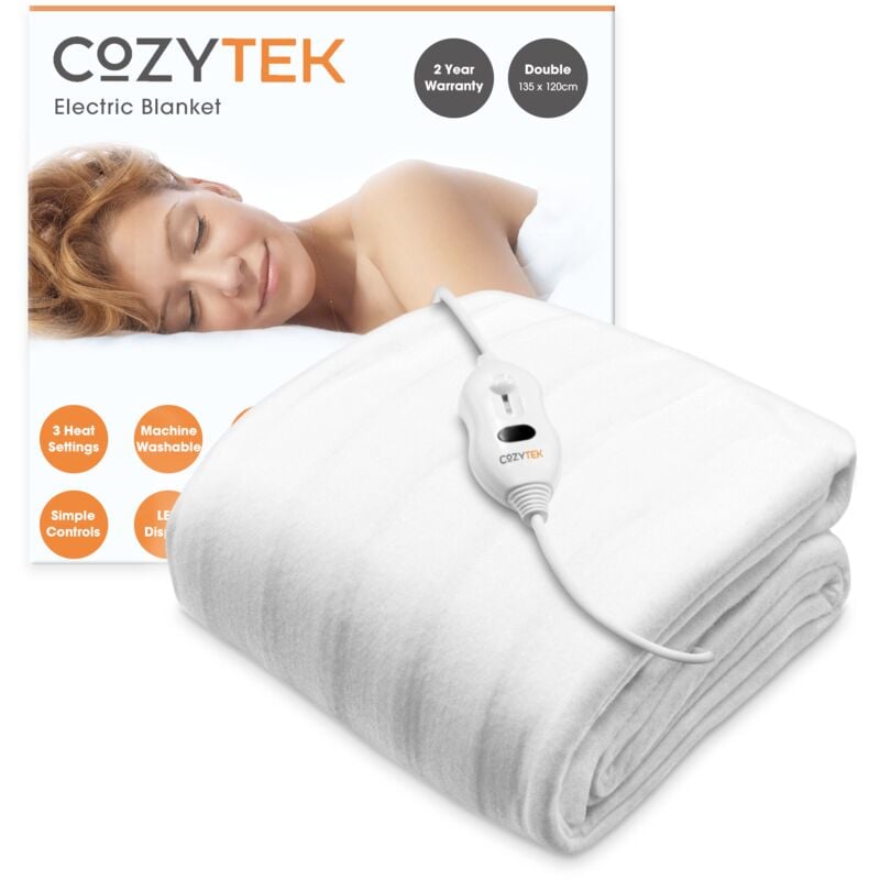 Cozytek Double Electric Blanket Size Single Control Underblanket 3 Heat Settings