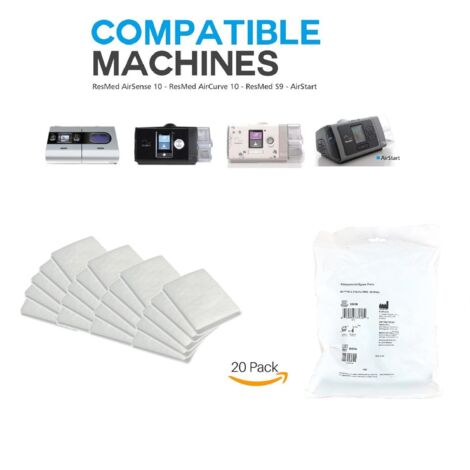 CPAP-Filter, Premium Einweg-Ersatzfilter für CPAP-Geräte der ResMed-Geräte AirSense 10, AirCurve 10, S9, AirStart, 20 Stück