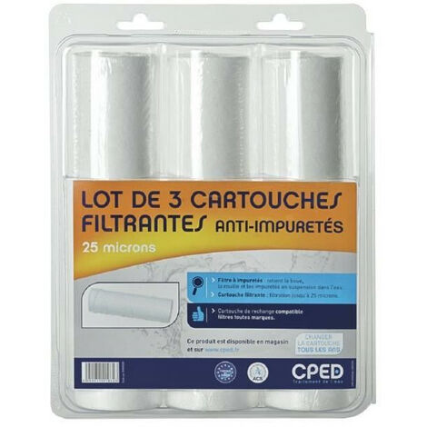 CPED Lot de 3 cartouches antiimpuretés Pilotéphos extrudées 25µ