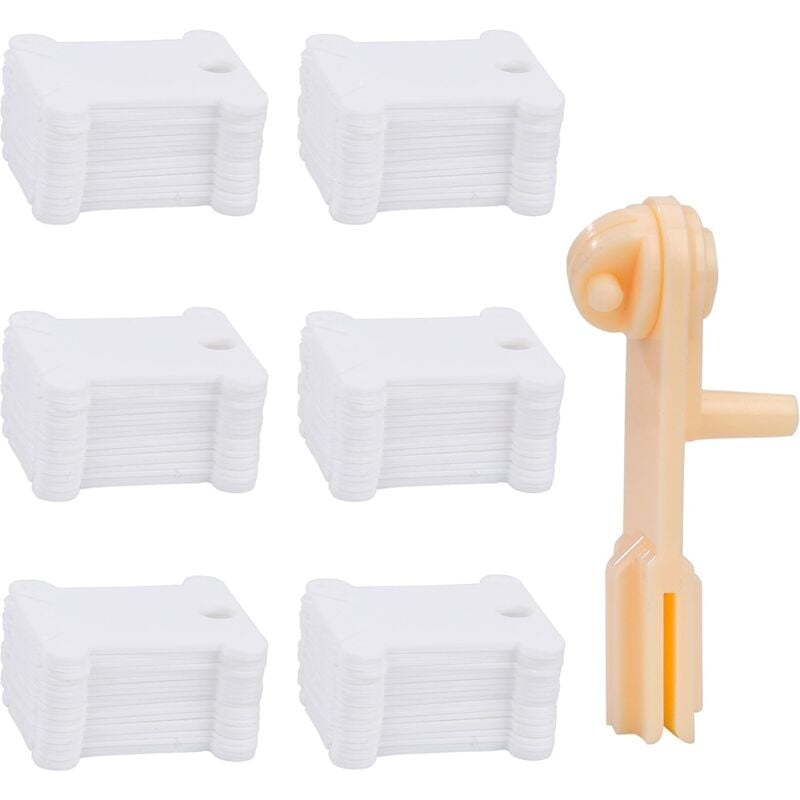 360 Pièces Blanc Bobine Plaque de Fil en Plastique Broderie Croix Canette avec 1 Enrouleur de Fil pour Rangement de Broderie et Organisateur de Fil à