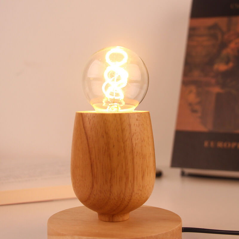 (support de lampe en verre de vin)2 pièces petite lampe de table lampe de chevet avec base en bois diamant à côté de la lampe(Ampoule Non Incluse),