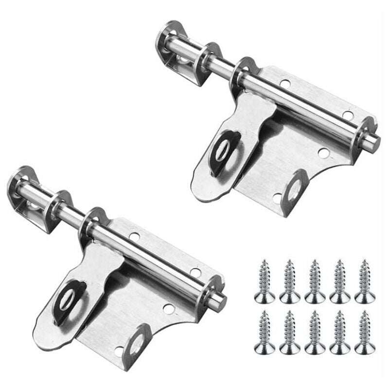 2 Pièce Avec Trou De Cadenas Serrure à PêNe Coulissant, Verrou Loquet en Acier Inoxydable avec Trou, Loquets de Porte de Sécurité avec Vis, pour
