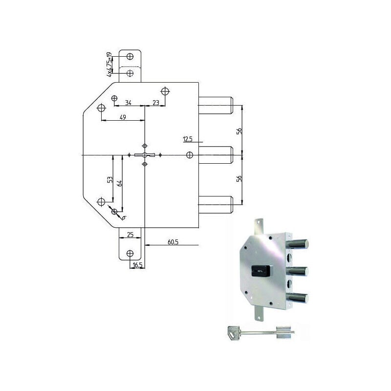 CR - Serratura Sic.Triplice Dx Dm 2105-51N