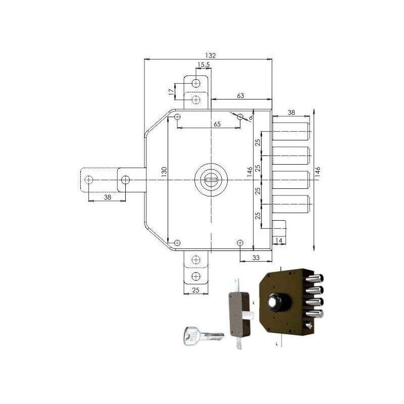 Image of Serratura Sicura Quintuplice Dx Pompa 3350 Mc CR