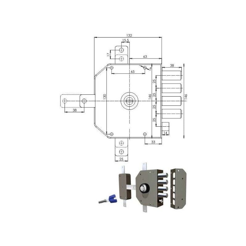 Image of Serratura Sicura Quintuplice Sx Pompa 3350 Mc CR