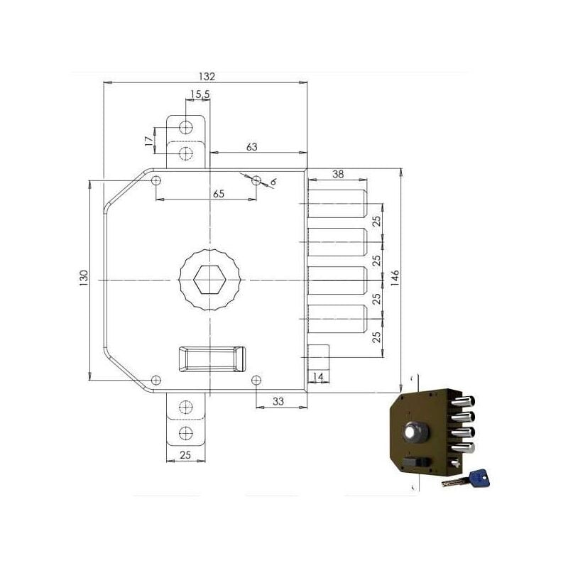 Serratura Sicura Triplice Dx Pompa 3250 Mc CR