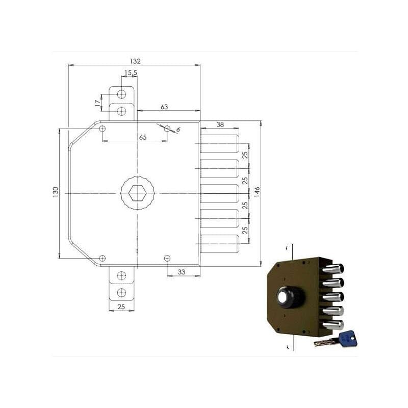 CR - Serratura Sicura Triplice Sx Pompa 3200 Mc