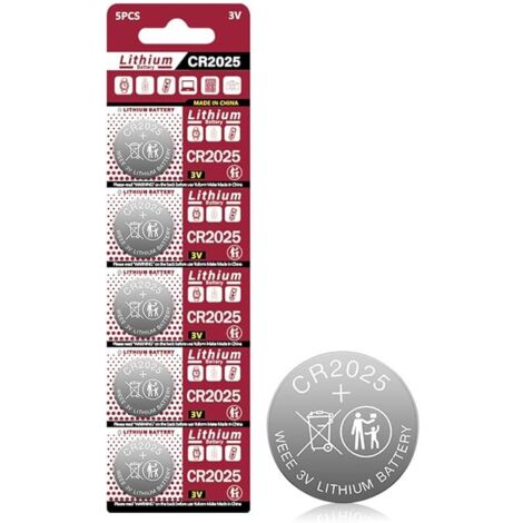 CR2025 Lot de 5 piles bouton 3 V DL2025 BR2025 KCR2025 CR 2025 CR 2025 pour clé de voiture