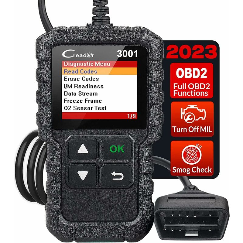 XVX - CR3001 OBD2 Diagnostic Français,Scanner OBD2/EOBD Valise Diagnostic Auto,Lire et Effacer Les Codes d'Erreur du Moteur,Testeur d'EVAP et de