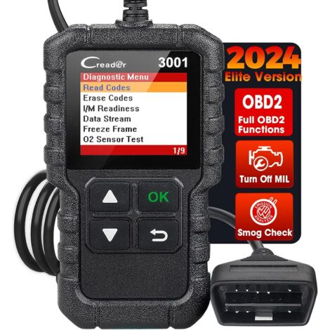 CR3001 OBD2 Diagnóstico en francés, Escáner OBD2/EOBD para diagnóstico de vehículos, Lectura y borrado de códigos de falla del motor, Comprobador de sensores EVAP y O2, Actualización gratuita…