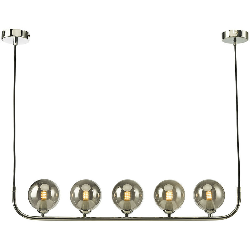 Image of Cradle Ciondolo moderno a 5 luci in vetro fumè cromato lucido
