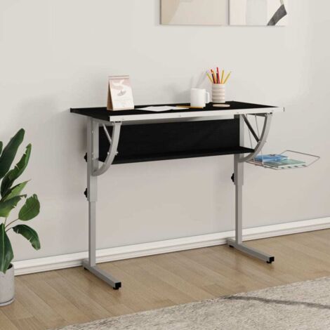 Craft Desk Black&Grey 110x53x(58-87) cm Engineered Wood&Steel vidaXL