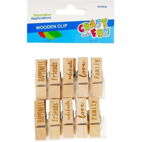Craft With Fun - 6 mollette in legno per scrapbooking e artigianato