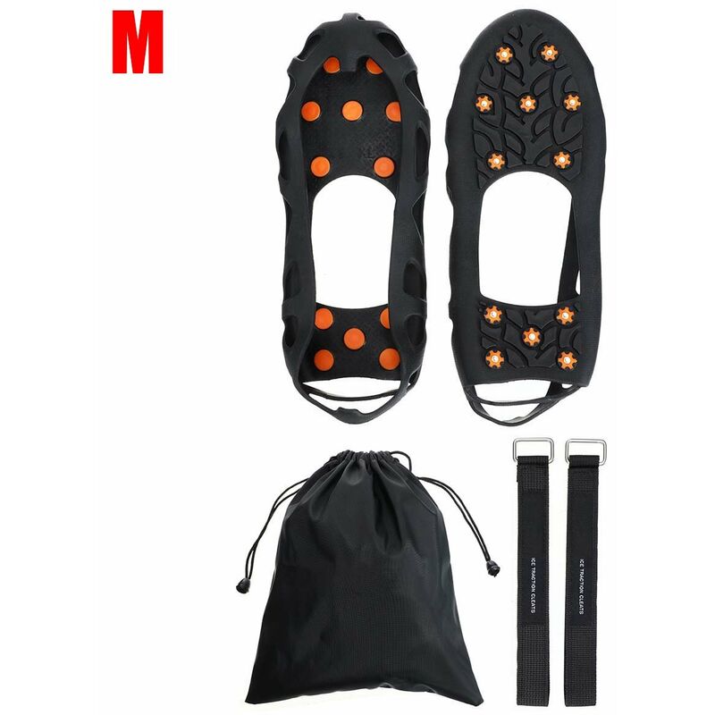 

Crampones de 12 Clavos, Versión Mejorada Microspikes Antideslizantes de Acero Inoxidable, Empuñaduras de Tacos de Hielo para Zapatos, M