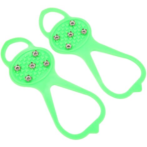 Crampons 5 pointes antidérapants pour chaussures, adhérence optimale en randonnée hivernale (Taille M 35-41) - Vert