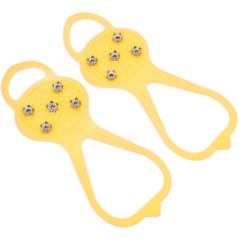 Crampons antidérapants 5 pointes pour chaussures - Adhérence optimale - Taille S (24-34) - Jaune vif