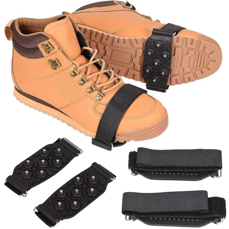 Crampons antidérapants pour chaussures de neige et de glace, sangles métalliques pour bottes d'hiver