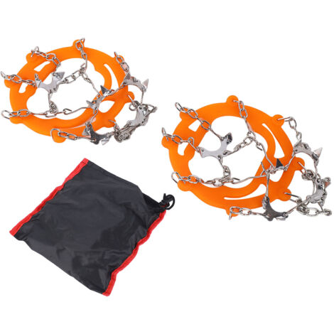 Crampons antidérapants pour chaussures de randonnée, alpinisme et marche - Hommes et femmes - Couleur orange