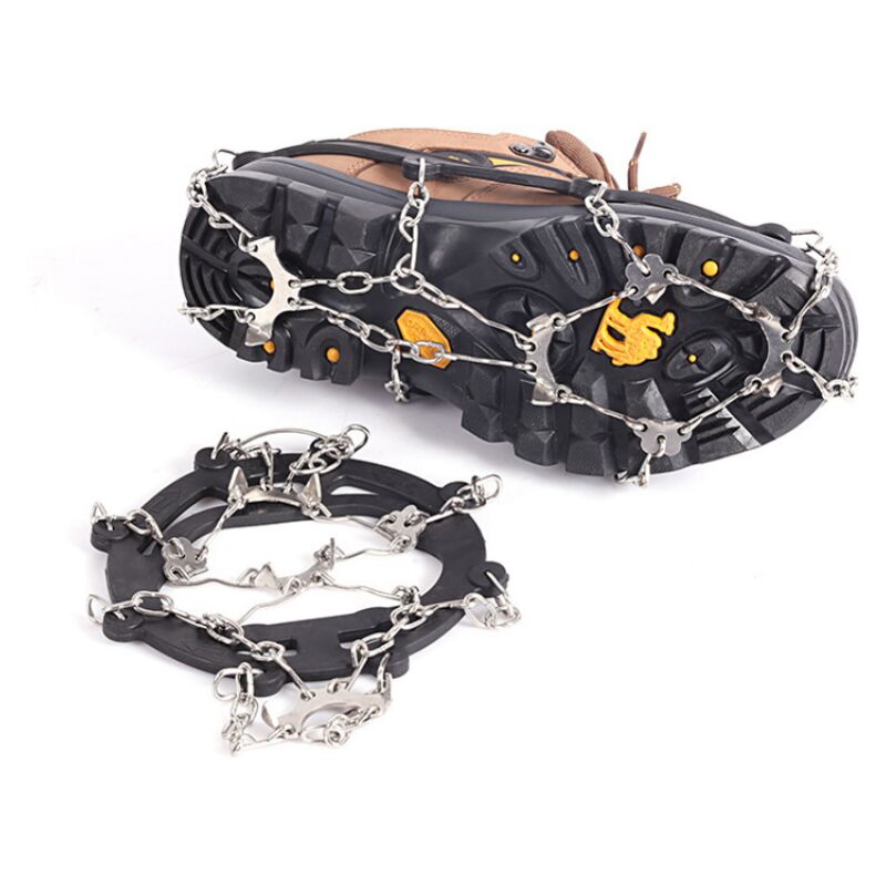 Crampons, Ice Cleats Traction Snow Grips for Boots Shoes Women Men, Upgraded Anti-Slip 24 Stainless Steel Spikes, Black m