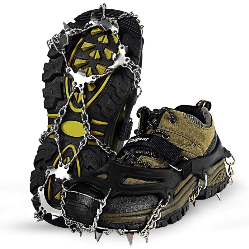 Crampons pour Bottes de randonnée, Crampons à Neige avec 18 Crampons antidérapants pour la Marche, Le Jogging, l'escalade et la randonnée