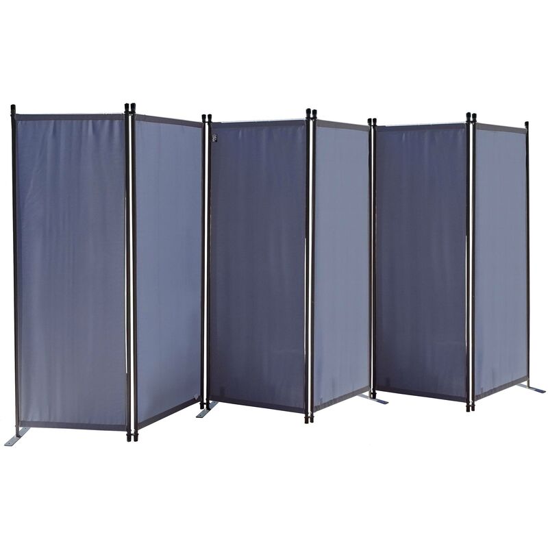 Cran 6 pièces 340x165cm Tissu cloison murale Balcon écran de confidentialité pliable gris