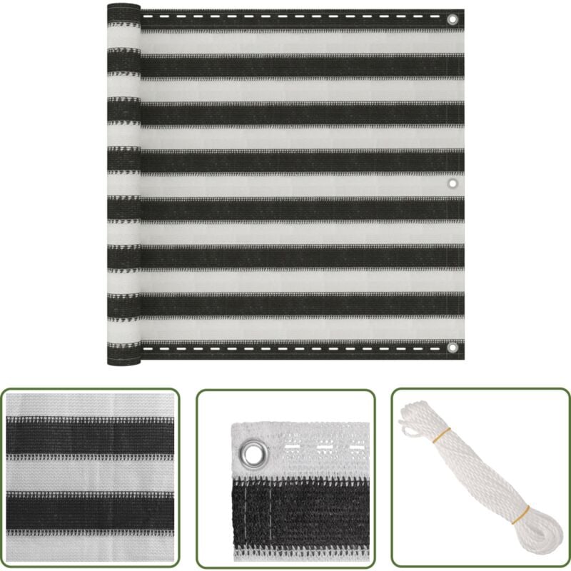 The Living Store Écran de balcon en pehd 90x400 cm Anthracite et blanc - Écran De Balcon - Parasol Pour Balcon - Intimité Balcon - Protection Solaire