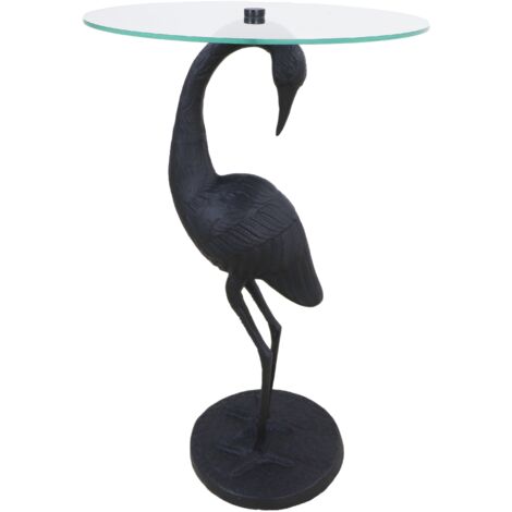 Crane bird - Table d´appoint - Verre noir/métal 244065 - Noir/Transparent