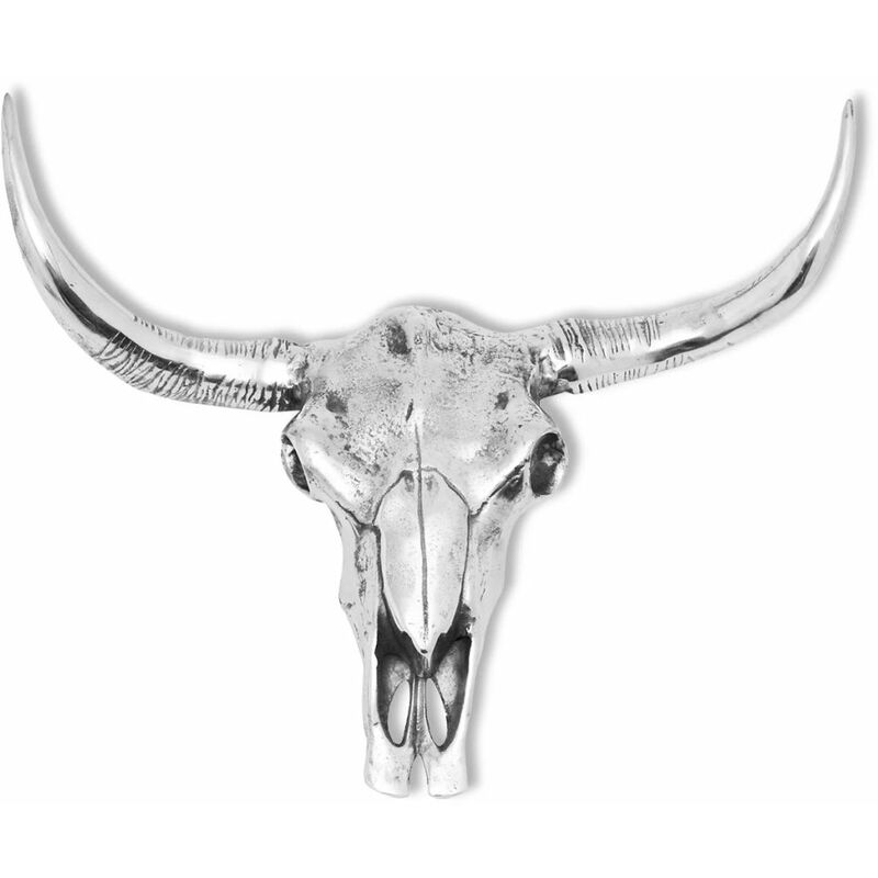 

Happyshopping - Craneo de toro decorativo de pared aluminio plateado