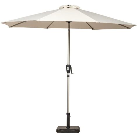 Crank and Tilt LED Strip Parasol - Aluminium/Polyester - L270 x W270 x H225 cm - Ivory