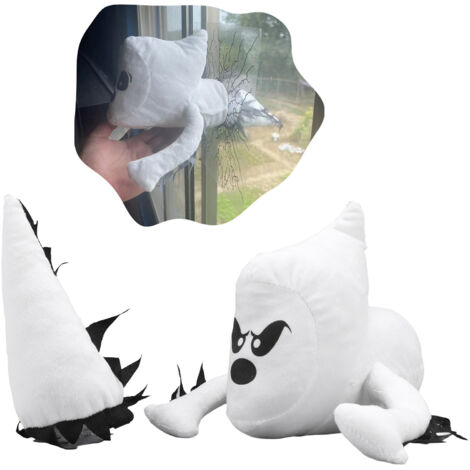 Crash Ghost Décoration Halloween [Plush Toy] [Cloth PP Cotton] [Pour Fenêtre avec Ventouses Fortes] 145g Cadeau Festif Intérieur Extérieur
